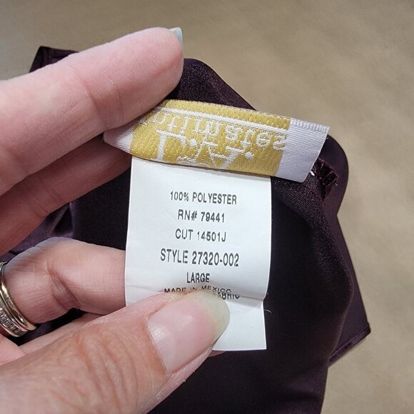 LA Intimates Size L Aubergine Purple Satin Pajama 2-Piece Set, NEW with Tags - Picture 7 of 13